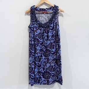 Boden Purple Floral Ruffle Neck Tank Dress Size 8